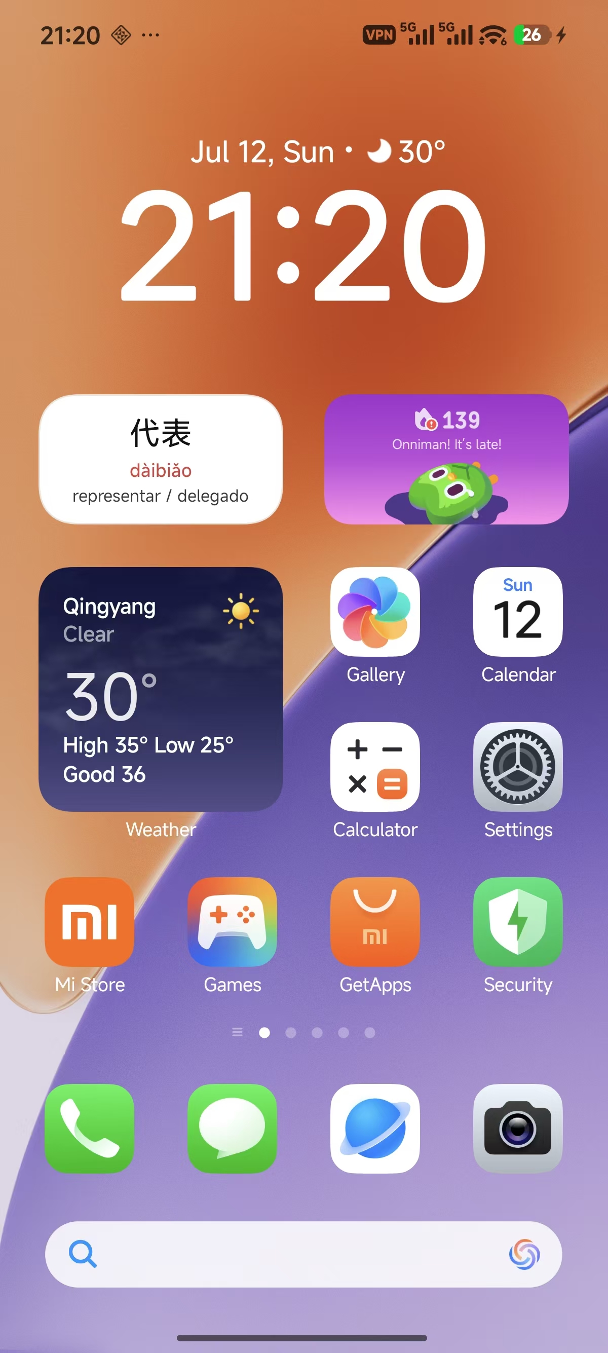 Widget compacto de SanQ con la palabra del día en la pantalla de inicio